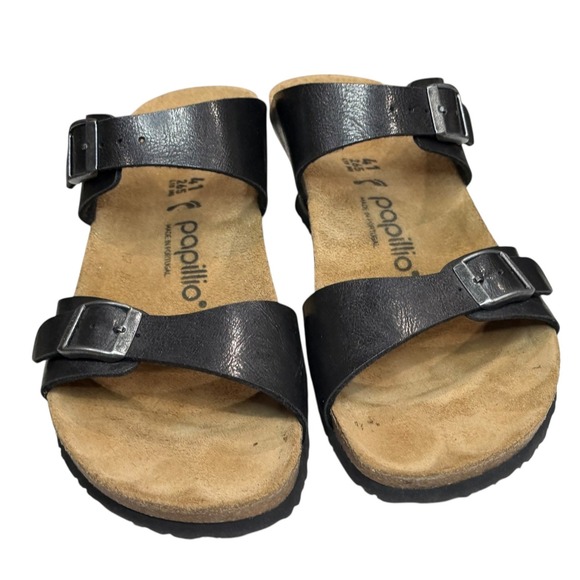 Birkenstock Papillio Dorothy Wedge Sandals 10-10.5 Black Birko Flor Comfort Shoe - Picture 5 of 14